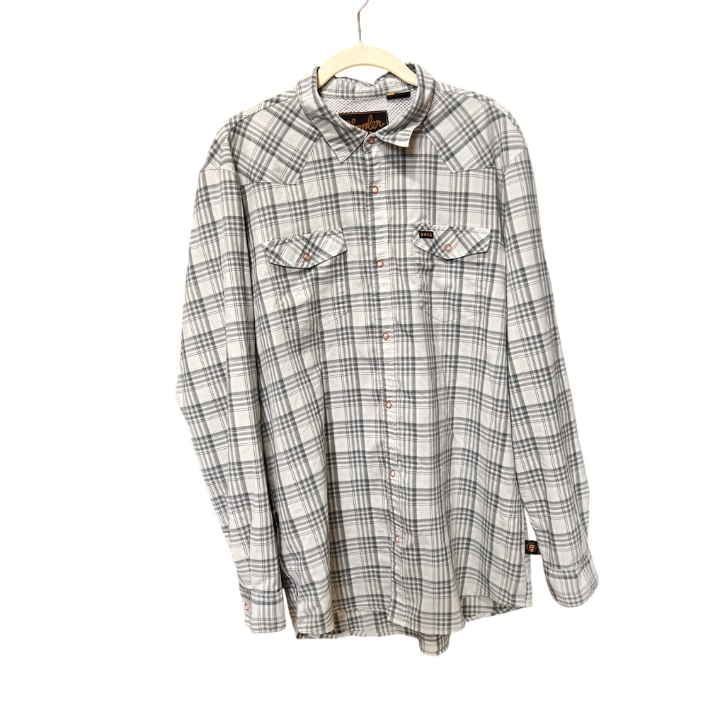 Howler Brothers Gaucho Fishing Snapshirt Large White Plaid Pearl Snap Western
